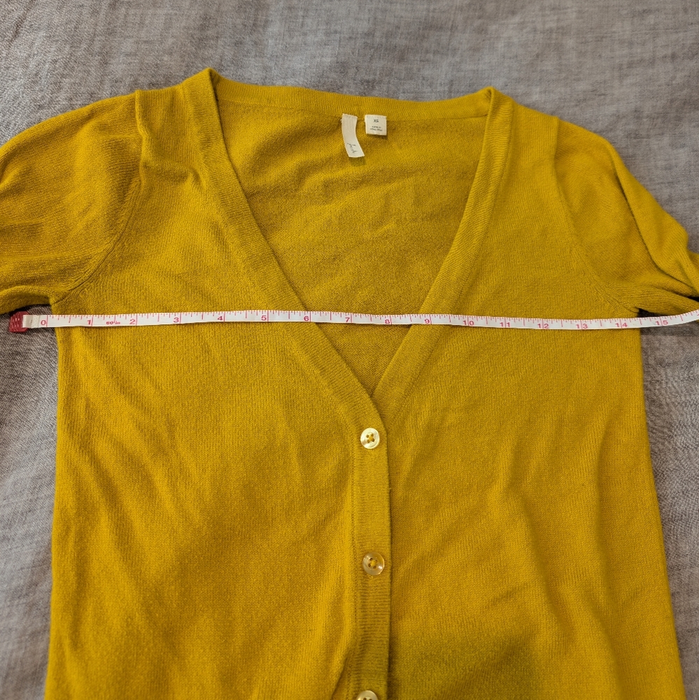 Frenchi Longline V-Neck Button-Up Cardigan Mustard Yellow Size S - Picture 10 of 11